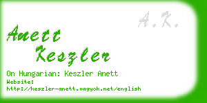 anett keszler business card